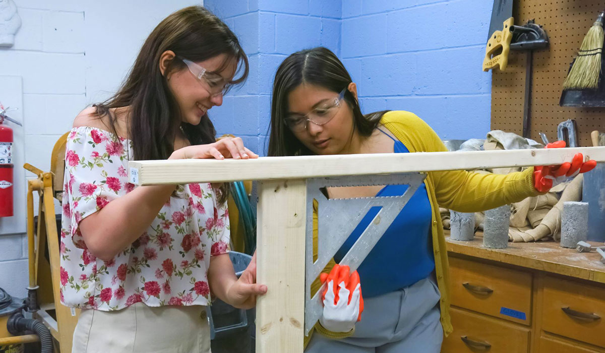 civil engineering students at work