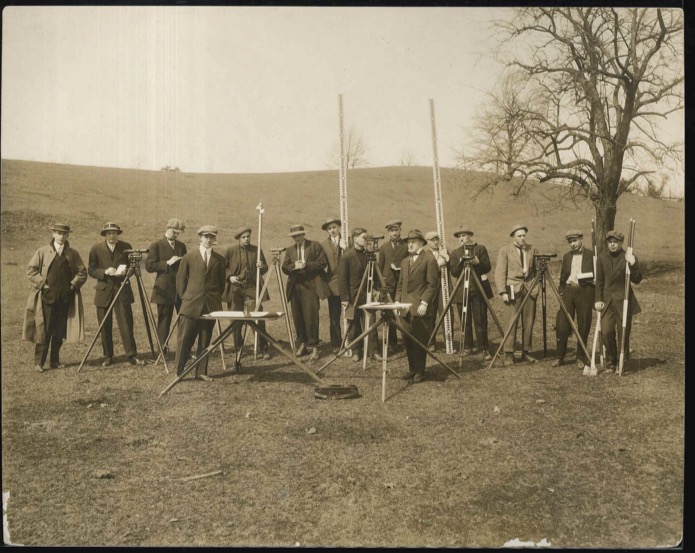 old photo of surveying class